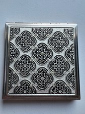 Vintage Irving Rice Silver Double Sided Compact Mirror w/ Pouch and Box picture