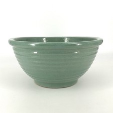 York Pottery Stoneware Mixing Bowl Green Early Pfaltzgraff Ribbed 10 3/4” picture