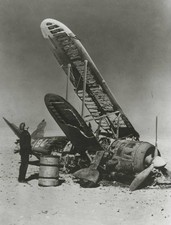 The wreckage an Italian Regia Aeronautica Fiat CR42 fighter aircra- Old Photo picture