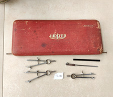 Antique Jupiter Chromium Drafting Set Compass & Tools in Original Case 19c Retro picture