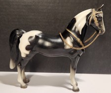 Breyer #55 Western Horse Vintage Black White Pinto Chain Reins 8