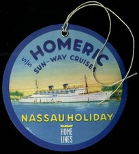Home Lines S S Homeric Sun-Way Cruises ocean liner baggage tag unused picture
