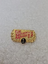 Wendy's 1 Year Anniversary Metal and Enamel Lapel Pin Gold Toned Clutch Back picture
