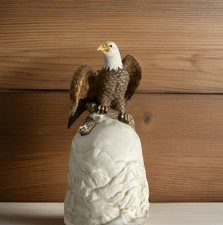 Bald Eagle Porcelain Bell Figurine – Matte Finish – Patriotic Collectible picture