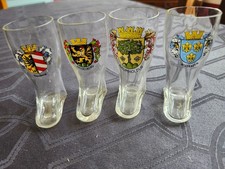 4 Vintage German Mini Beer Stein Mug Boot Shot Glasses picture