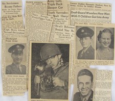 Vintage 1942-45 US Army, Marines, Navy Soldiers Newspaper Clippings picture