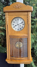 C 1920 Friedrich Mauthe German Wall Clock - BEVELED GLASS - VIDEO - ALL ORIGINAL picture