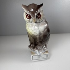 Vintage Owl Figurine Stamped Halloween Bird Nature Library Office Decor 7” picture