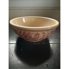 Vintage Buffalo China Cafe Au Lait Bowl Pink Red Transferware Floral 6