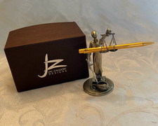Jac Zagoory Designs Vintage PH89 Lady Justice Pewter Pen Holder + Original Box picture
