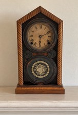 Antique USA E. Ingraham Double Glass Pointed Gothic Key Wound Strike Clock 1870s picture