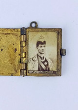 Antique 1902 Edward VII Coronation Book Locket Enamel & Silver Mini Chair Lot picture
