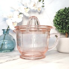 Pink Depression Style Glass Juicer Reamer & 2 Cup Measuring Cup / Mixing Bowl picture