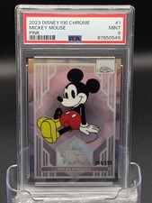 2023 TOPPS CHROME DISNEY 100 PINK REFRACTOR #1 MICKEY MOUSE 304/399 PSA 9 picture