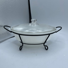 Vintage Glasbake 1QT lid and stand casserole dish. picture