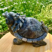 4.9LB Natural elongated quartz carved dragon turtle crystal spiritual gift decor picture