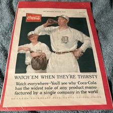 1925 Sat Evening Post DET Tigers Ty Cobb Coca Cola Advertisement Cutout Vintage picture