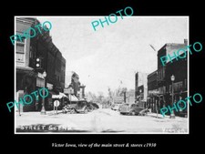 OLD 8x6 HISTORIC PHOTO OF VICTOR IOWA THE MAIN STREET & STORES c1930 picture