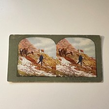On The Trail With The Spoils Mountainous Regions Antique Stereoview Card 5H6-1 picture
