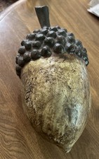 Vintage Heavy Large Lifelike Wood Acorn Decor 6” High' 12 1/2 Long picture