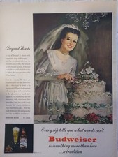 vintage 1946 Budweiser print ad. every sip tells you what words can't picture