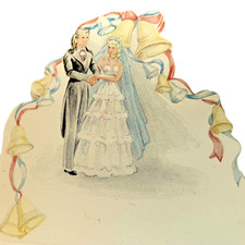 Wedding Shower Place Cards Bride Groom MCM 12 Die Cut Stand Up Vintg NOS UNIQUE picture