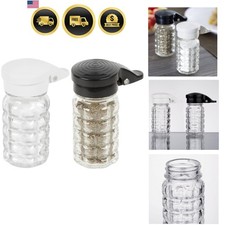 Moisture Proof Salt & Pepper Shakers - 1.5 Oz - Glass w/Black & White Lids Sp... picture