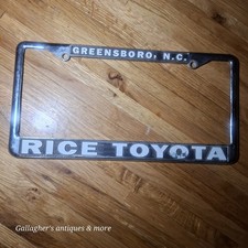 Vintage Greensboro North Carolina RICE'S TOYOTA Dealer License Plate Frame picture