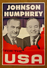 1964 LBJ Johnson Humphrey Campaign Poster 41x28 DNC Original Art Press Chicago picture