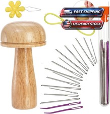 Darning Egg for Socks Wooden Darning Supplies Kit with 15Large Eye Needles 21 Co picture