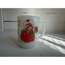 Anchor Hocking Fire-King Strawberry Shortcake Mug White Milk Glass Vintage 1980 picture