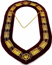 MASONIC Collar Sphinx Golden Metal Chain Maroon Velvet picture