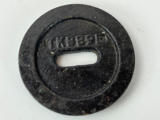 Antique  Scale Weight Cast Iron Hanging Balance Slot Round Disc TK 889E Slotted picture