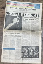 1986 Jan 28th Original Santa Barbara News-Press Shuttle Explodes JD AP picture