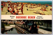 Greetings From Buckroe Beach Virginia's Family Park Vintage Postcard c.1967 picture