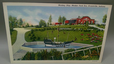 Mesker Park Zoo Evansville IN Monkey Ship Linen Postcard Vintage picture