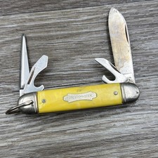 Vtg COLONIAL USA FOREST MASTER UTILITY 4 BLADE Rare Yellow USA picture