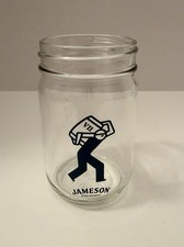 Jameson Irish Whiskey Mason Jar Glass 12oz VII Barrel Man Logo Barware No Lid picture