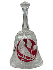 Crystal Bell with Bird by Hofbauer of Germany German Glass Ruby and Clear picture