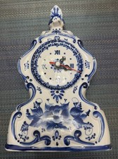 RARE  VTG  GZHEL RUSSIAN PORCELAIN CLOCK HAND PAINTED SIGNED picture
