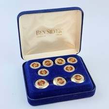 Ben Silver Ohio State University Columbus Blazer Buttons 9 Pc Gold Tone Set Box picture