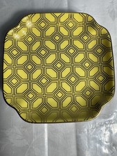 Shanghai Tang Fine Bone China Yellow Gold Geometric Trinket Dish 5” Square picture