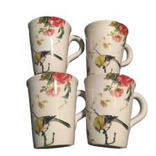 Southern Living Earthenware Flower & Bird Ceramic Cups Handcrafted In Italy (4) picture