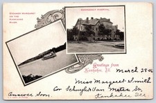 Antique Illinois Postcard KANKAKEE Steamer Margaret Hospital 1906 picture