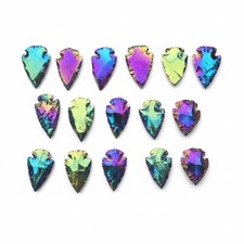 1-1.5 in. Rainbow Titanium Aura Quartz Arrowhead Spearhead Crystal Point Healing picture