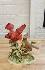 Cardinal Bird Figurine Hand-Painted Male and Female Pair Nature Scene 11 Inch picture