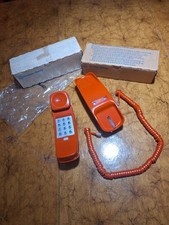 True VTG Mid-century 1960s 1970s DEADSTOCK Orange Trimline Phone & Boxes MCM picture