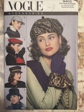 VTG 1991 Vogue Accessories Uncut #8403 NEW Hats gloves sewing pattern picture