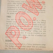 WWII Allied Surrender Leaflet POW Instructions Dulag Stalag Red Cross 
