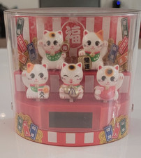 Brand New Five Maneki-Neko Lucky Cats Cute Beckoning Cats Dancing  Solar Dolls picture